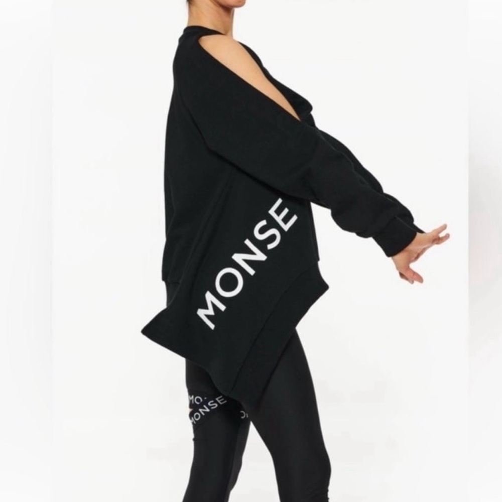 MONSE Logo Cold Shoulder Asymmetrical oversized sweatshirt